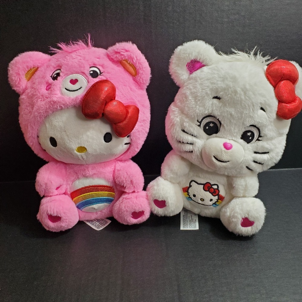 Hello‎ Kitty and Friends x Care Bears Cheer Bear & HK Lot of  2 Plush